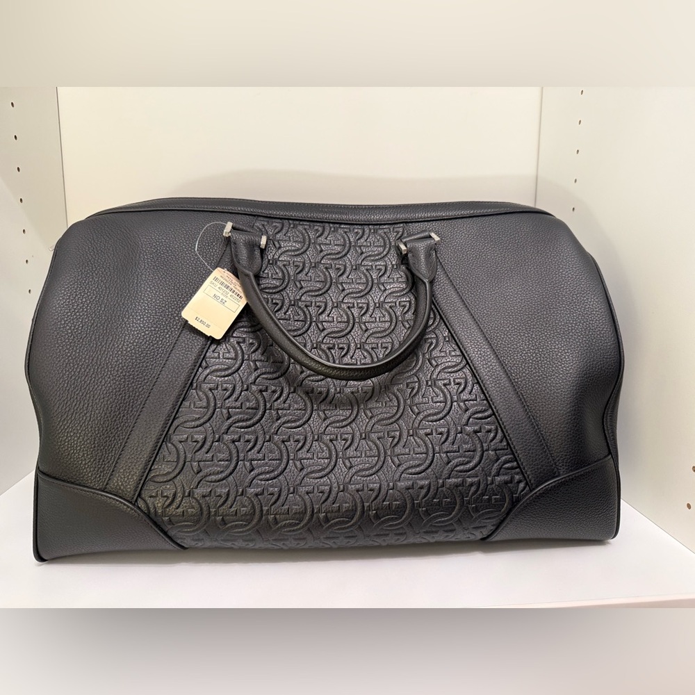 Salvatore Ferragamo Leather Gancini Embossed Duffel Bag w/ Strap